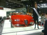 click here to see this image of Miss Switzerland with the restyled Alfa Romeo Spider 24v 3.2-litre V6 at the Geneva Motor Show