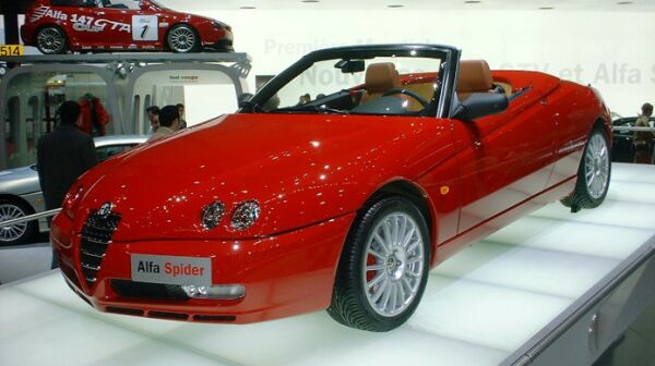 click here to see this image of the new Alfa Romeo Spider 24v 3.2-litre V6 at the Geneva Motor Show in high resolution