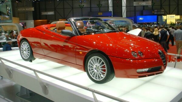 click here to see this image of the new Alfa Romeo Spider 24v 3.2-litre V6 at the Geneva Motor Show in high resolution