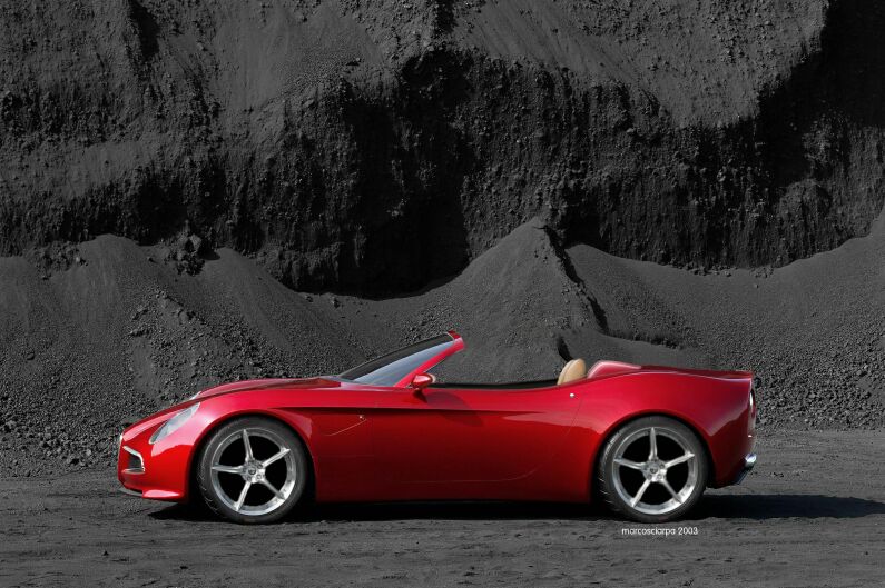 Click here to view this image of the roofless Alfa Romeo 8c Competizione by Marco Sciarpa in high resolution