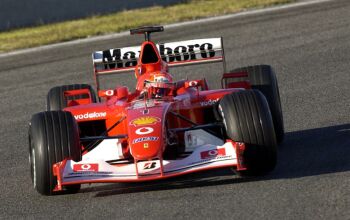 click here to see Michael Schumacher out at Barcelona in the Ferrari F2002