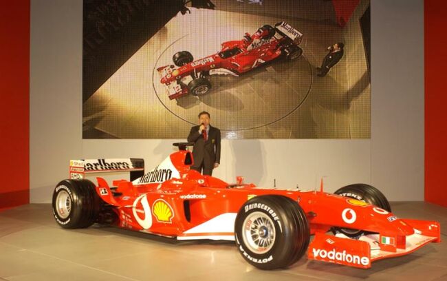 Jean Todt with the Ferrari F2003-GA