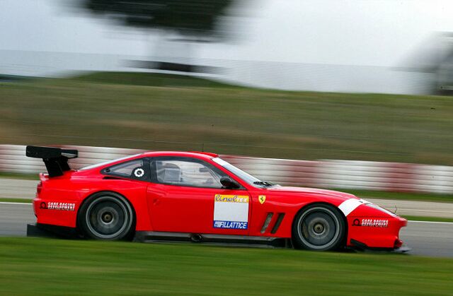 the Care Racing owned, BMS Italia run, Ferrari 550 undertaking pre-season testing at Barcelona last month