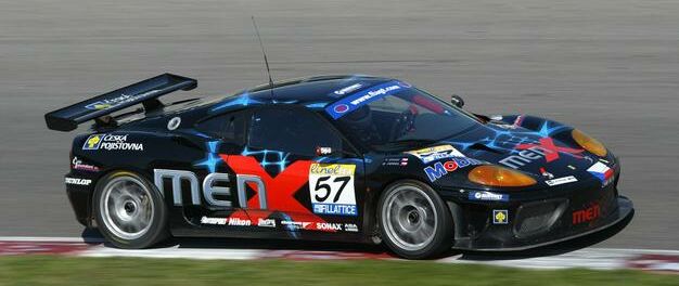 the Menx Ferrari 360 Modena during free practice at Barcelona