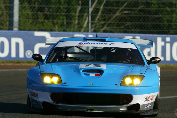 CLICK HERE TO ENLARGE THIS IMAGE OF THE LUC ALPHAND ADVENTURES SOLUTION F FERRARI 550 MARANELLO AT THE LE MANS PRELIMINARY TEST ON SUNDAY
