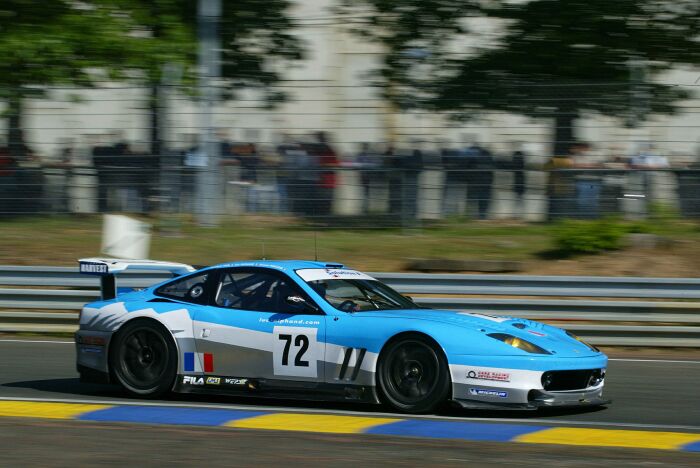 CLICK HERE TO ENLARGE THIS IMAGE OF THE LUC ALPHAND ADVENTURES SOLUTION F FERRARI 550 MARANELLO AT THE LE MANS PRELIMINARY TEST ON SUNDAY