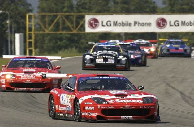 the no23 BMS Scuderia Ferrari 550 Maranello on its way to victory at Brno earlier this year. The Italian team have beefed up their driver line-ups in preparation for next weekend's Spa 24 Hour race
