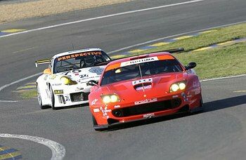 the no80 Prodrive Veloqx Ferrari 550 was third in GTS after the opening practice sessions at Le Mans