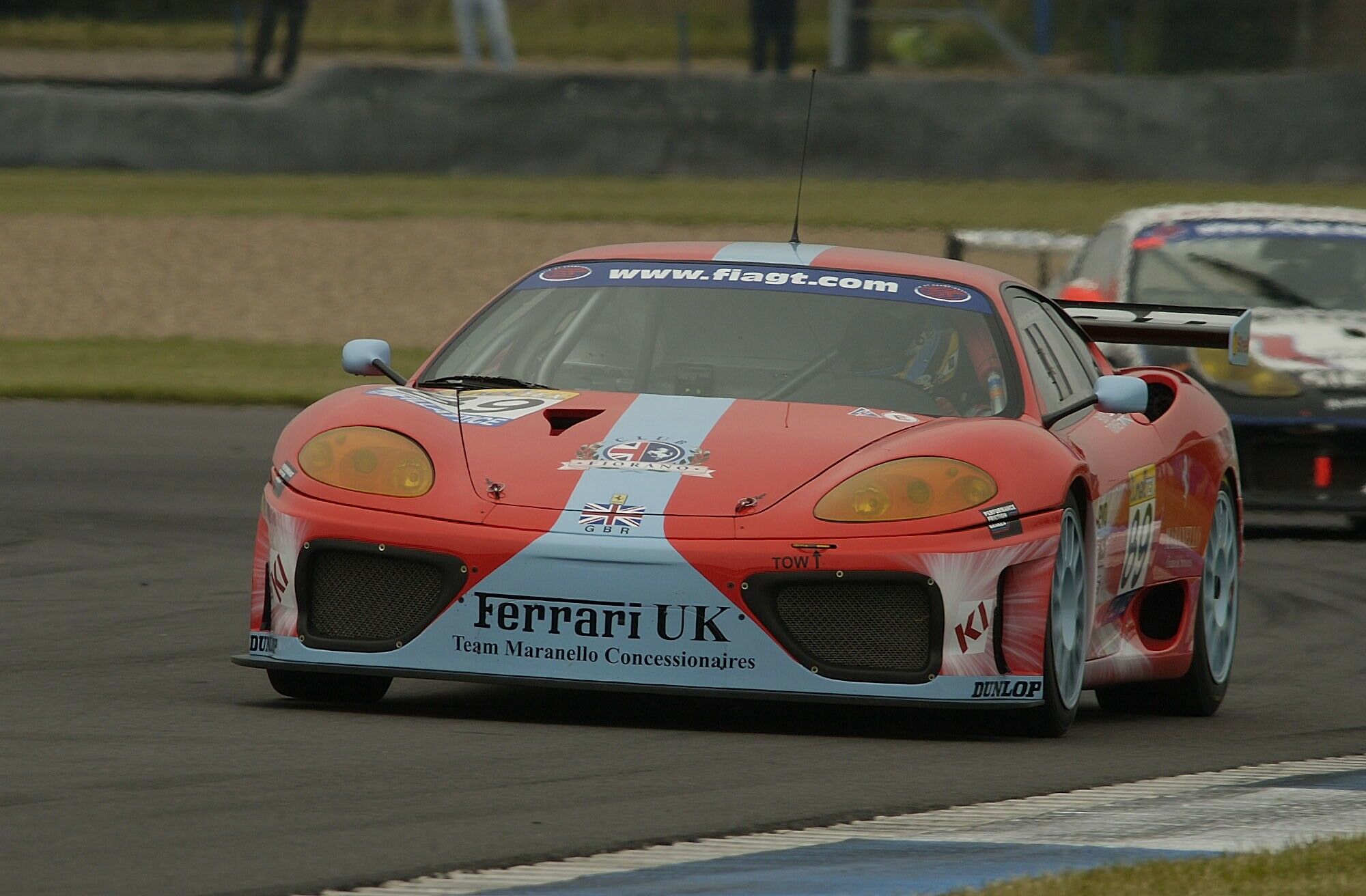 the no89 Team Maranello Concessionaires Ferrari 360 Modena on its way to N-GT pole during qualifying at Donington Park