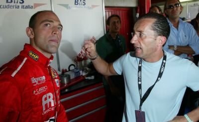 Fabrizio Gollin, here with team mate Luca Cappellari, has claimed pole position for tomorrow's 24 Hours of Spa