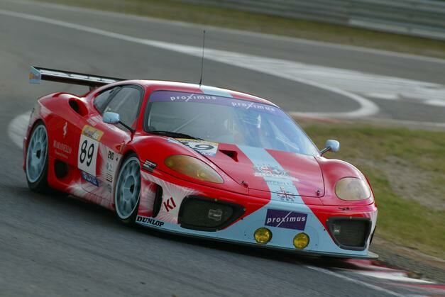 the no89 Team Maranello Concessionaires Ferrari 360 Modena on its way to N-GT pole