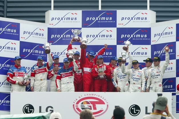 the GT class podium ceremony at Spa