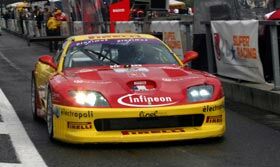 the no9 JMB Racing Ferrari 550 Maranello ran strongly until three quarter distance