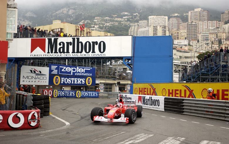 The Ferrari F2002 could not match the pace of David Coulthard's McLaren-Mercedes during the 2002 Monaco Grand Prix