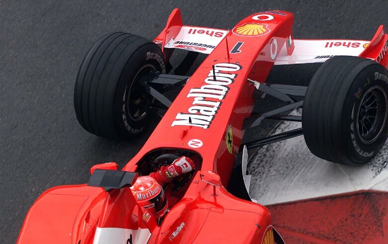 Michael Schumacher in his Ferrari F2002 on his way to second place at the Monaco Grand Prix