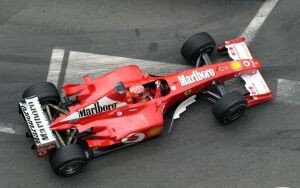 Michael Schumacher on his way to second place at the 2002 Monaco Grand Prix
