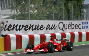 Michael Schumacher on his way to victory at the Canadian Grand Prix, the Ferarri marque's 150th Grand Prix win since the Formula 1 World Championship started in 1950. Click here to follow the 2002 Formula World Championship with italiaspeed.com