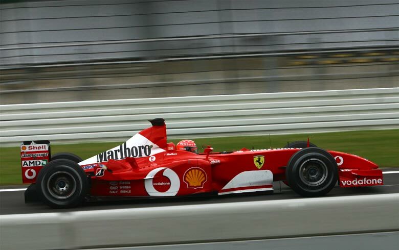 Michael Schumacher in his Ferrari F2002 extended his already crushing championship lead at the revised Nurburgring
