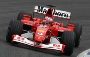 Rubens Barrichello was unable to match either of the Schumacher brothers and lined his Ferrari up in third place