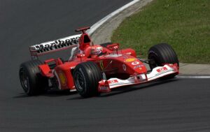 Michael Schumacher pushed team mate Rubens Barrichello all the way, but had to settle for second place