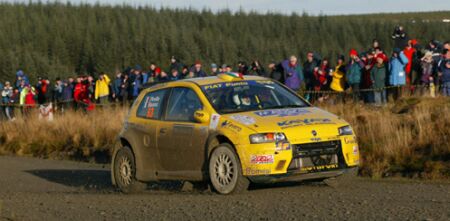 Giandomenico Basso and Gigi Pirollo on their way to third place in the Newtwork Q Rally of Great Britain