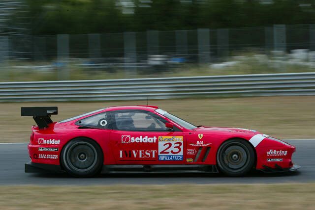 the No 23 BMS Italia Ferrari 550 Maranello of Andrea Piccini and Jean-Denis Deletraz on its way to victory at Jarama