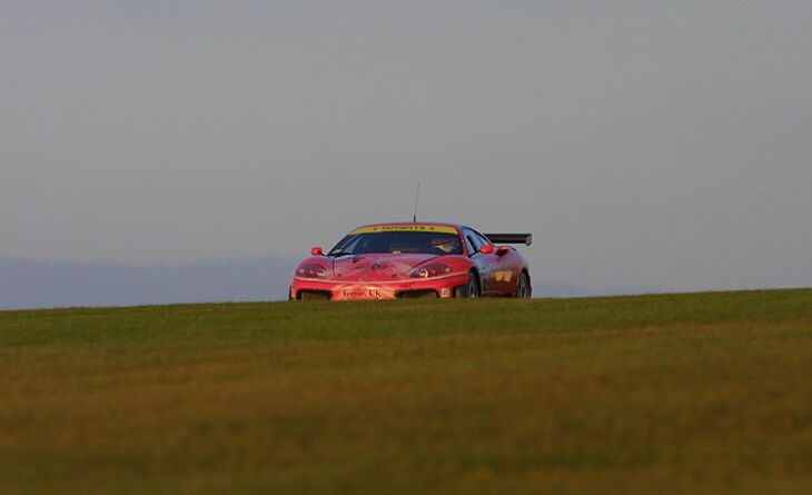 Jamie Davies and Tim Mullen on their way to Ferrari's first ever British GT championship at Donnington
