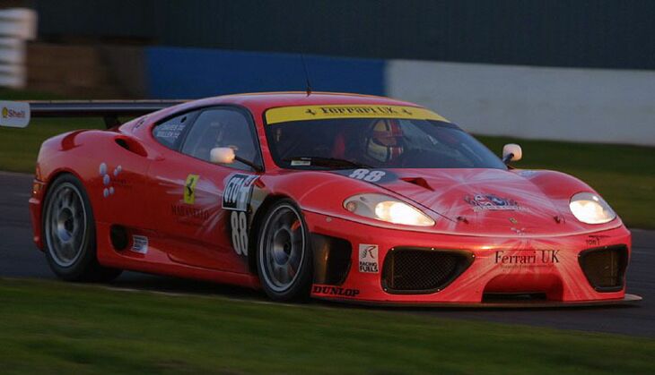 Jamie Davies and Tim Mullen on their way to Ferrari's first ever British GT championship at Donnington