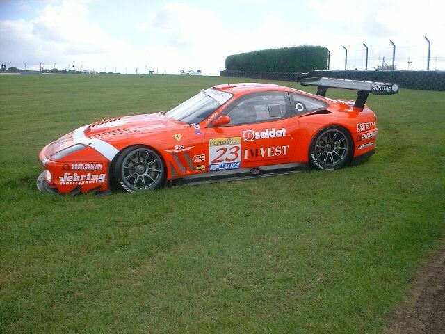 the Andrea Piccini/Jean Denis Deletraz Ferrari 550 sits trackside after suffering engine failure