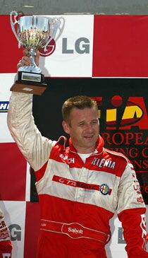 Nicola Larini celebrates his race 2 victory