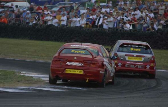 Gavin Pyper, GA Motorsport Alfa 156, follows production class leader James Kaye's Honda