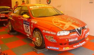 Luis Villamil's Bigazzi Alfa Romeo 156 GTA in the paddock