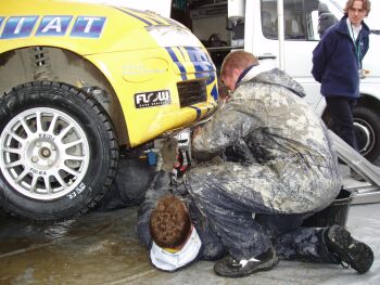 Fiat Auto UK rally team action from the 2004 Wales Raly GB